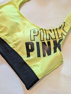 Yellow PINK Victoria's Secret Ultimate Lightly Lined Sports Bra (S)